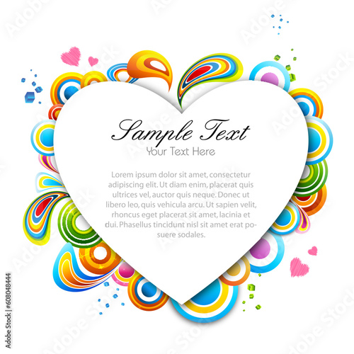 illustration of multicolored valentine card on white background