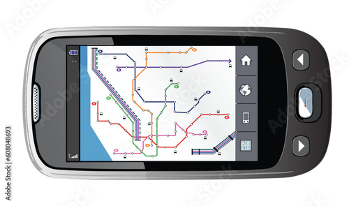 Illustration of a Portable GPS for a car isolated over a white background. vector
