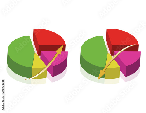 Colorful Pie charts templates isolated over a white background.