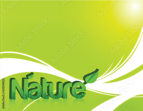 Nature word in 3d with grass inside and isolated over a light green background.  Also available as a vector.