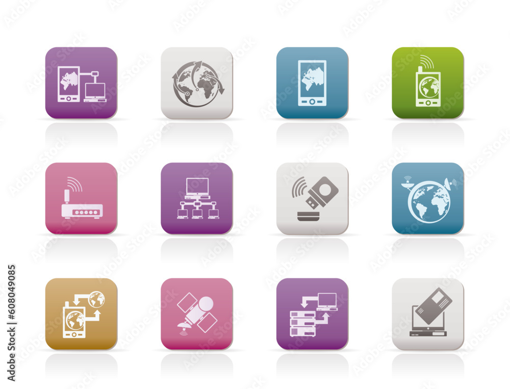 communication, computer and mobile phone icons - vector icon set communication, computer and mobile phone icons - vector icon set