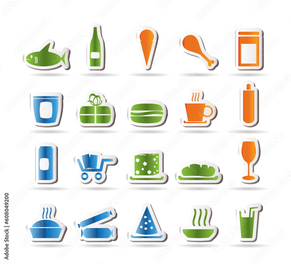 Shop and Foods Icons - Vector Icon Set Shop and Foods Icons - Vector Icon Set