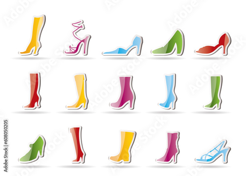 shoe and boot icons - vector icon set