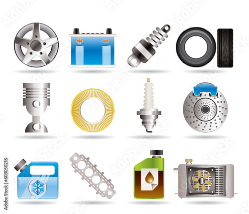 Realistic Car Parts and Services icons - Vector Icon Set 5