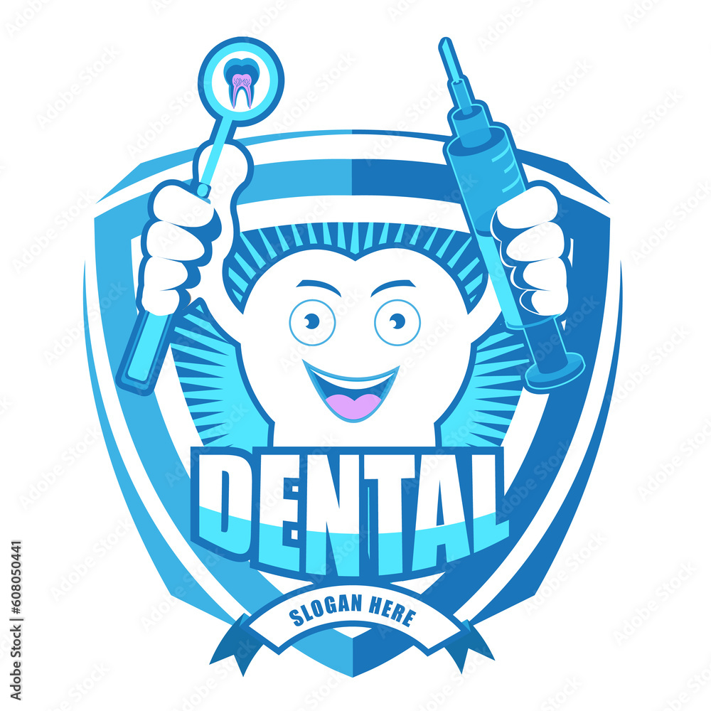 Cartoon Smiling tooth label.It's Dental care concept. Cartoon Smiling tooth label.It's Dental care concept.