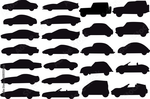 set of car silhouettes, vector