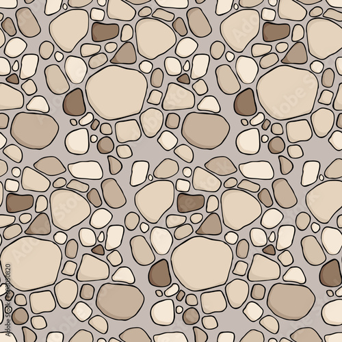 A seamless offset pattern with stones and mortar