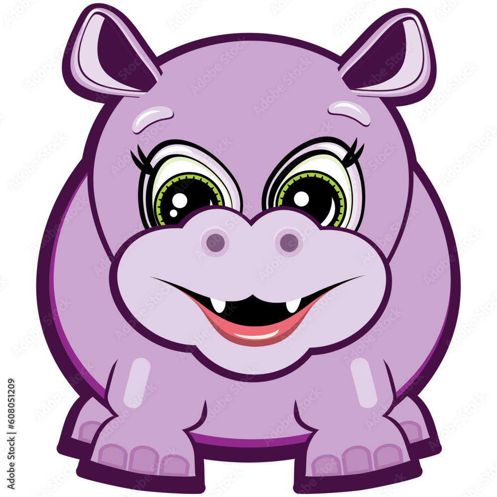Painted purple hippo with a big smile. Painted purple hippo with a big smile.