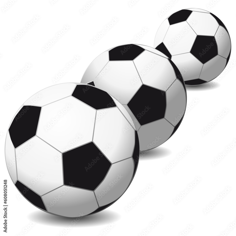 Soccer balls isolated on white background. Illustration for your design Soccer balls isolated on white background. Illustration for your design