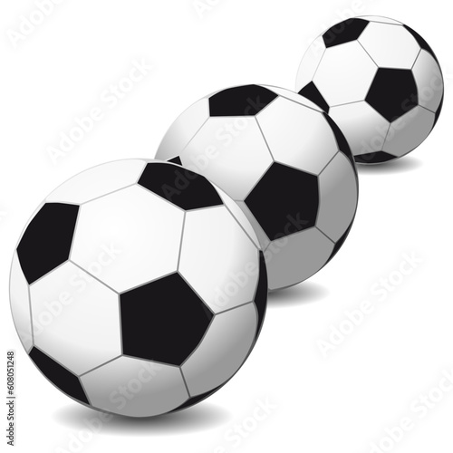 Soccer balls isolated on white background. Illustration for your design