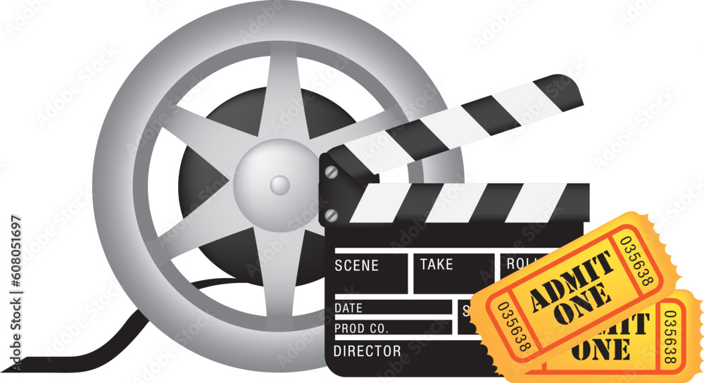 movie, film and cinema, entertainment colour illustration
