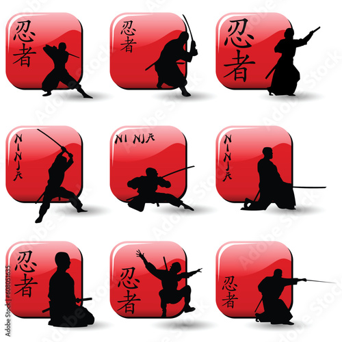 vector set of ninjas