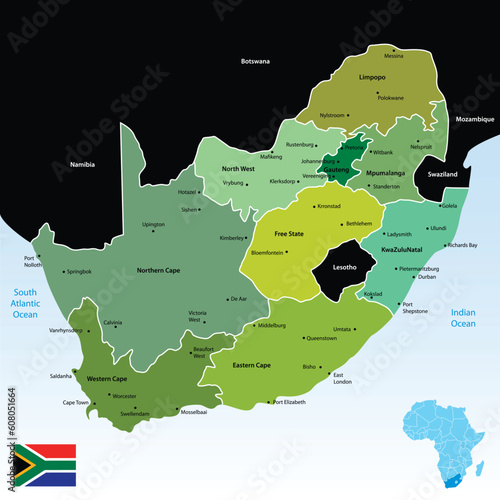vector map of the republic of south Africa