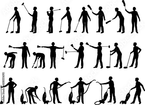 Janitor girl silhouettes