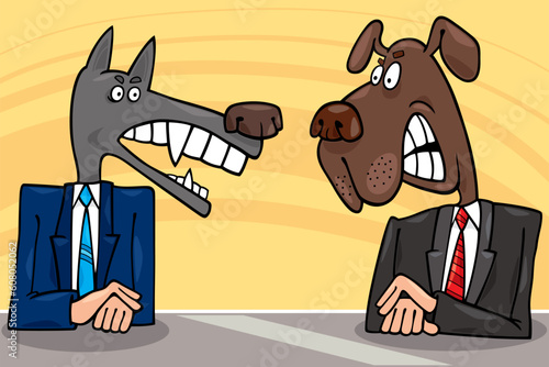 cartoon illustration of two antagonist politicians debate