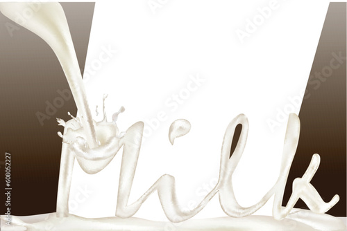 illustration of text milk forming by splash of milk