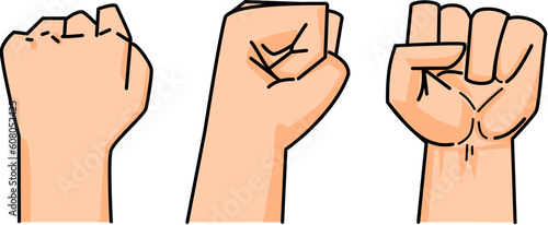fist of human vector on white background (back, side, front)