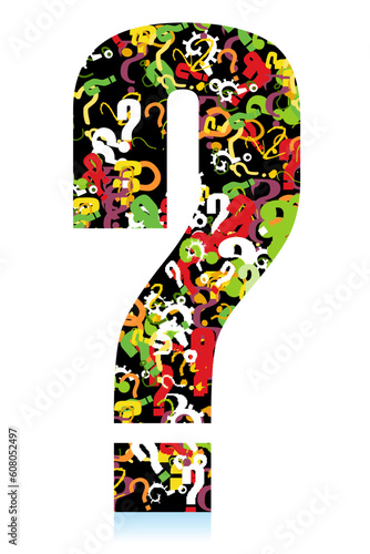 illustration of vector question mark formed from many question marks