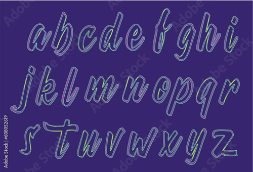 Gradient calligraphy font, alphabet letters font