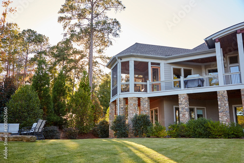 Beautiful upscale home on a hill on a sunny day in Georgia USA © Jill Greer