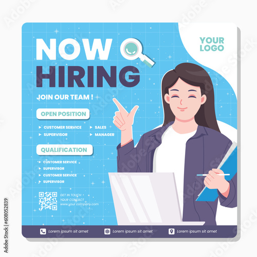 Job seeker hiring poster template design