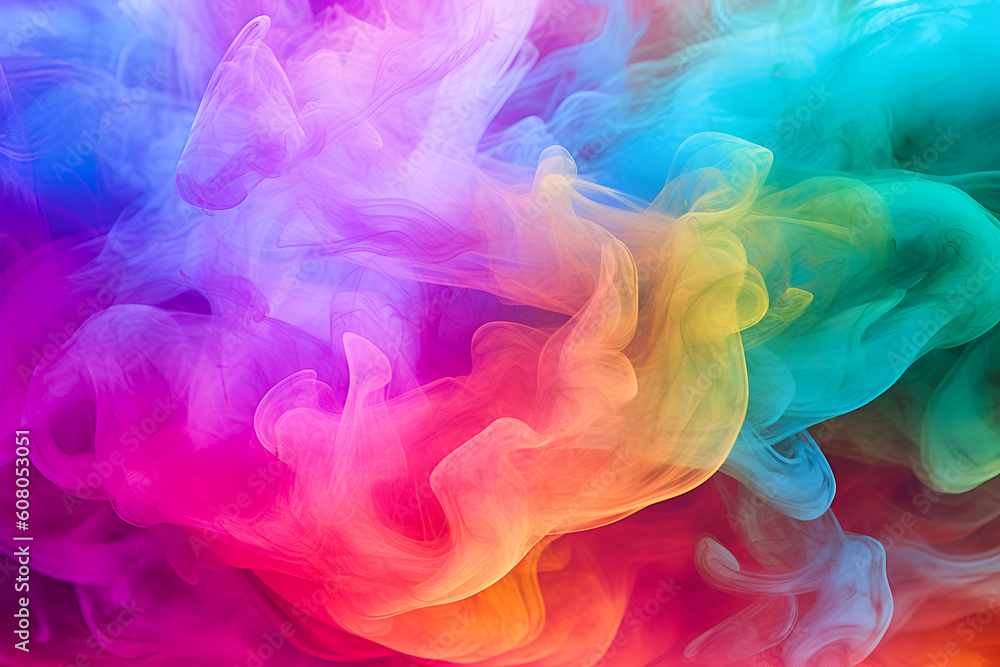 Background with a colorful smoke. Texture of multicolored smoke. Generative AI