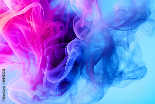 Background with a colorful smoke. Texture of blue and pink smoke. Generative AI