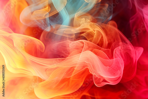 Background with a colorful smoke. Texture of red, yellow and blue smoke. Generative AI