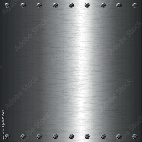 Brushed metal plate texture background with screws