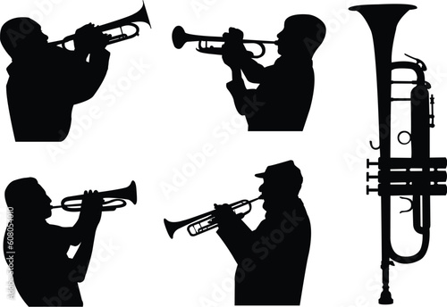 trumpet players silhouettes - vector