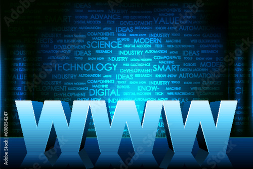 illustration of www text on technology typography background