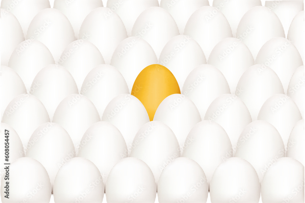 illustration of unique brown egg among white eggs illustration of unique brown egg among white eggs