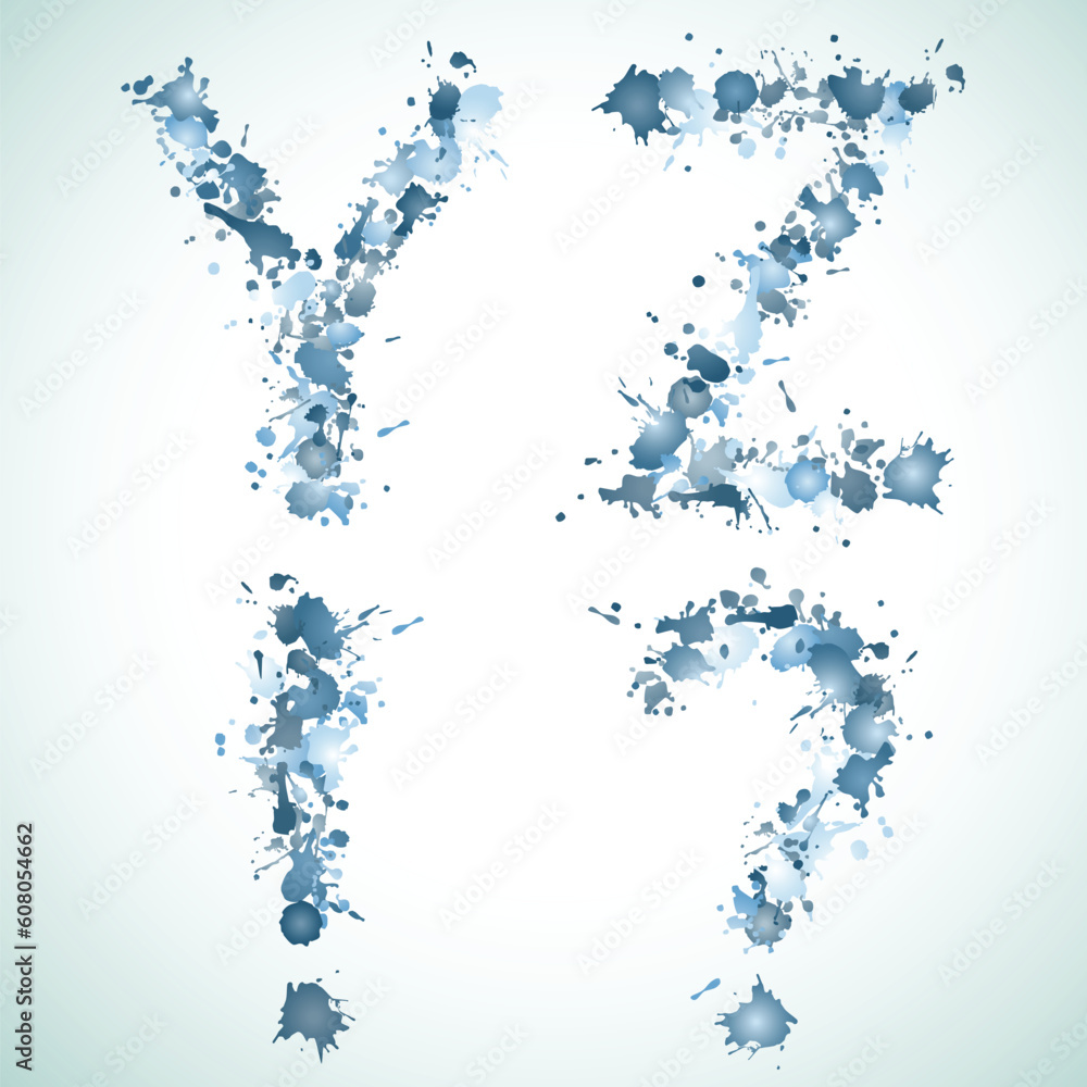 alphabet water drop YZ!?, this illustration may be useful as designer work alphabet water drop YZ!?, this illustration may be useful as designer work