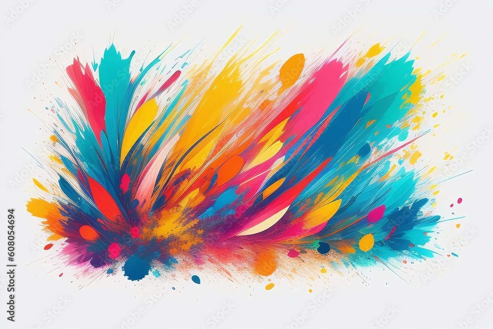 Broad strokes of bright blots in an abstract pattern. Generative AI. Broad strokes of bright blots in an abstract pattern. Generative AI.
