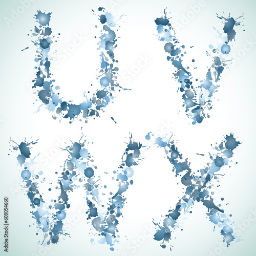 alphabet water drop UVWX  this  illustration may be useful  as designer work