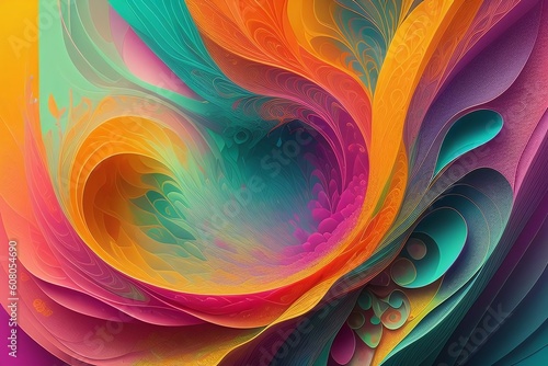 Light elegant abstract patterns  bright rainbow colors. Generative AI.