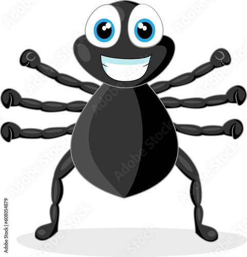 vector illustration of a cute little spider. No gradient.