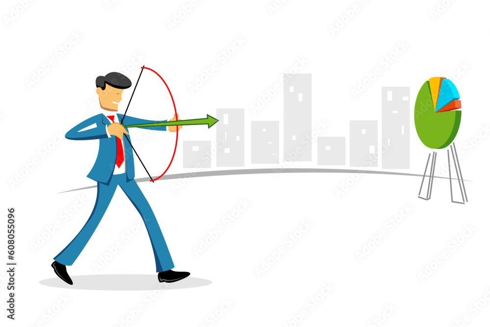 illustration of businessman targeting on board illustration of businessman targeting on board
