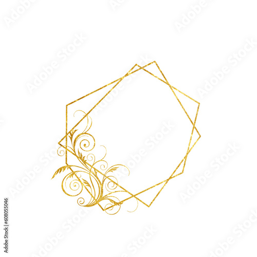 Gold frame isolated on a white background. Holiday cards. Wedding invitations.