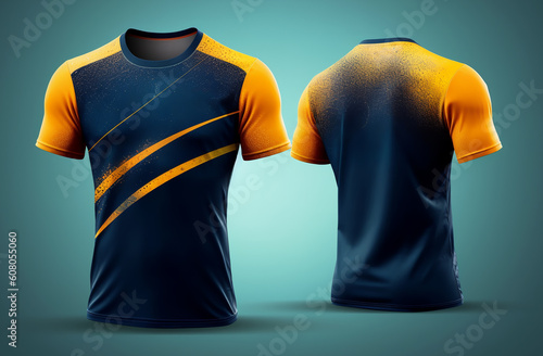 Sport jersey template with front and back view, generative ai
