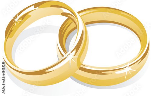 Gold rings realistic vector illustration