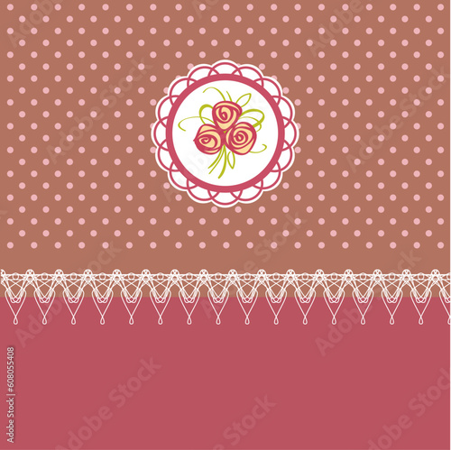 Cute greeting vector card with roses element design for birthday or easter