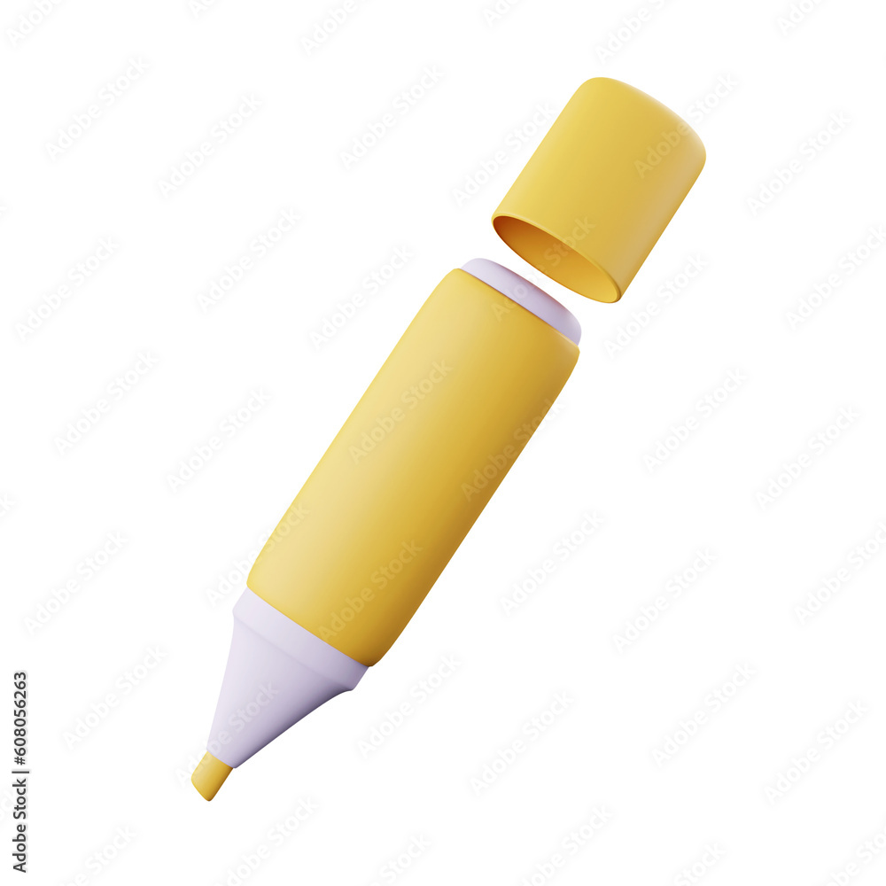 3d marker pen for education, school and work. icon isolated on background, icon symbol clipping path. 3d render illustration 3d marker pen for education, school and work. icon isolated on background, icon symbol clipping path. 3d render illustration