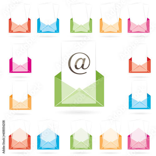 Colorful pink mail with heart . vector illustration