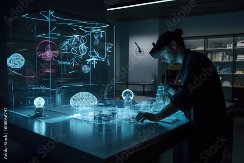 Future laboratory with augmented reality, generative AI