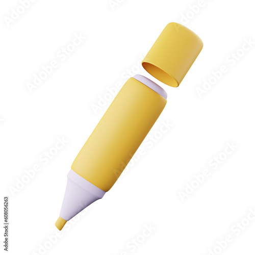 3d marker pen for education  school and work. icon isolated on background  icon symbol clipping path. 3d render illustration