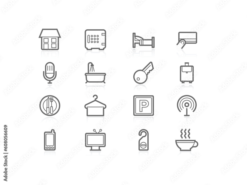 Icon set - Hotel accommodation amenities and services