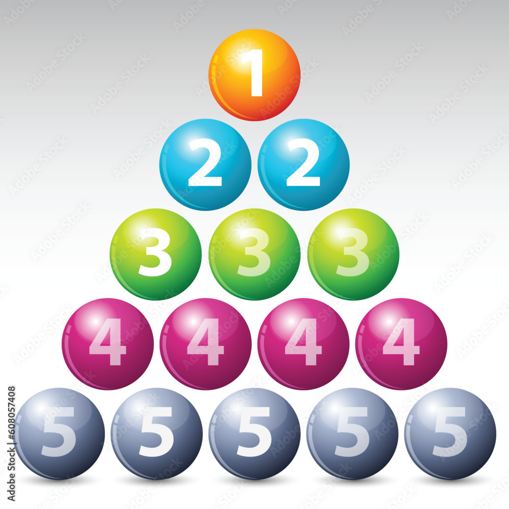illustration of colorful number balls on white background