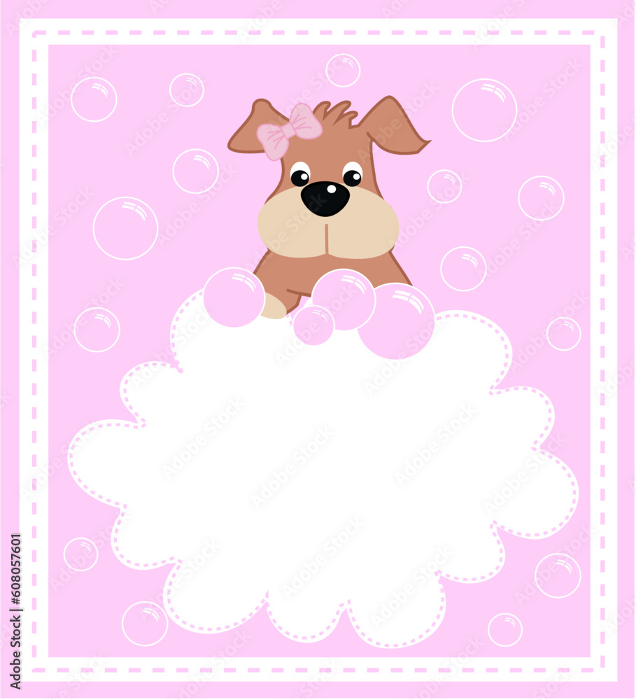 Fototapeta premium a card with a cute little puppy girl
