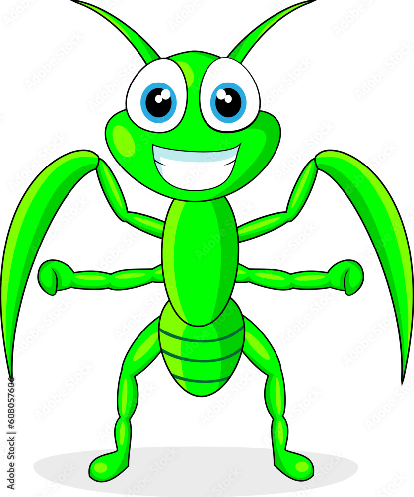 vector illustration of a cute praying mantis. No gradient vector illustration of a cute praying mantis. No gradient